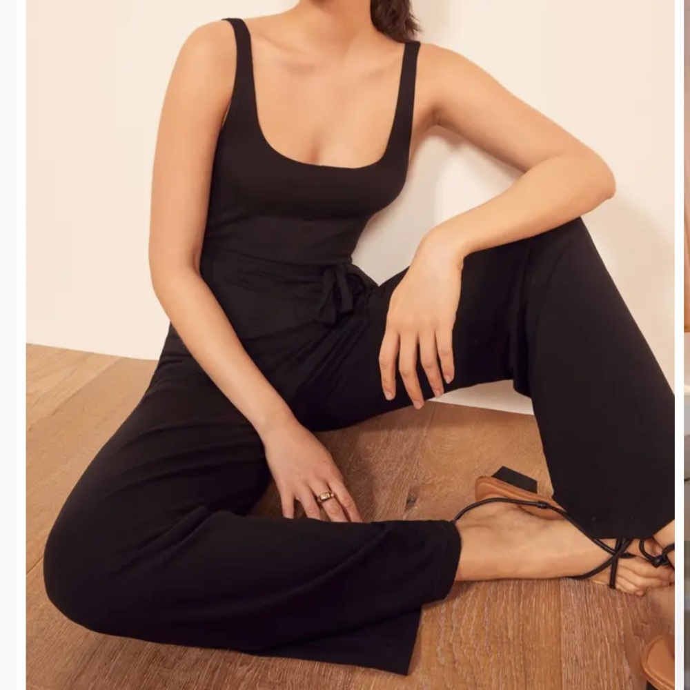 Reformation Jeans June Sleeveless Wide Leg Jumpsuit Black